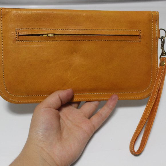 Moroccan Handmade Leather Wallet Wristlets Clutch - Picture 6 of 6
